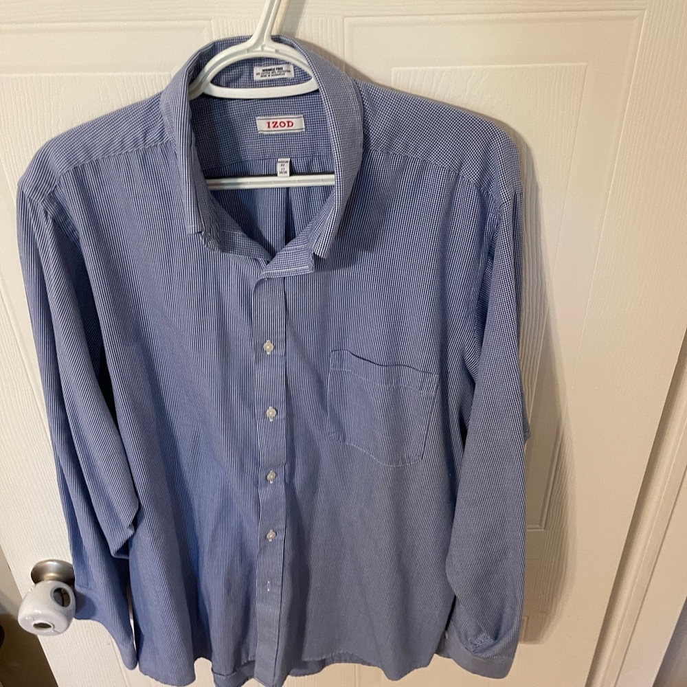 IZOD blue casual button down long sleeve shirt.